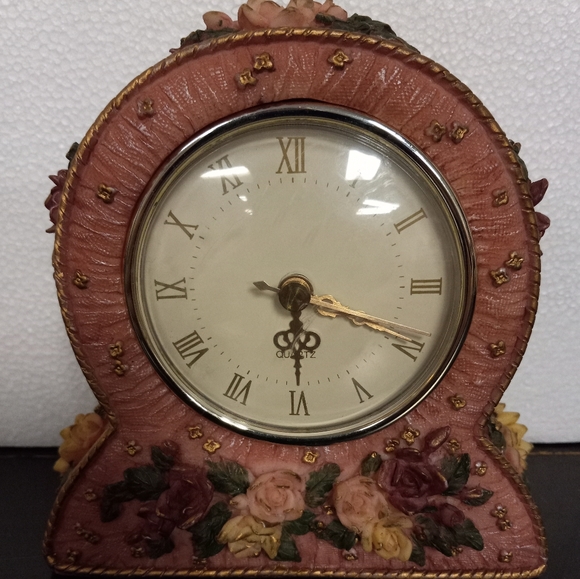Ganz pink floral table top clock - Picture 2 of 4